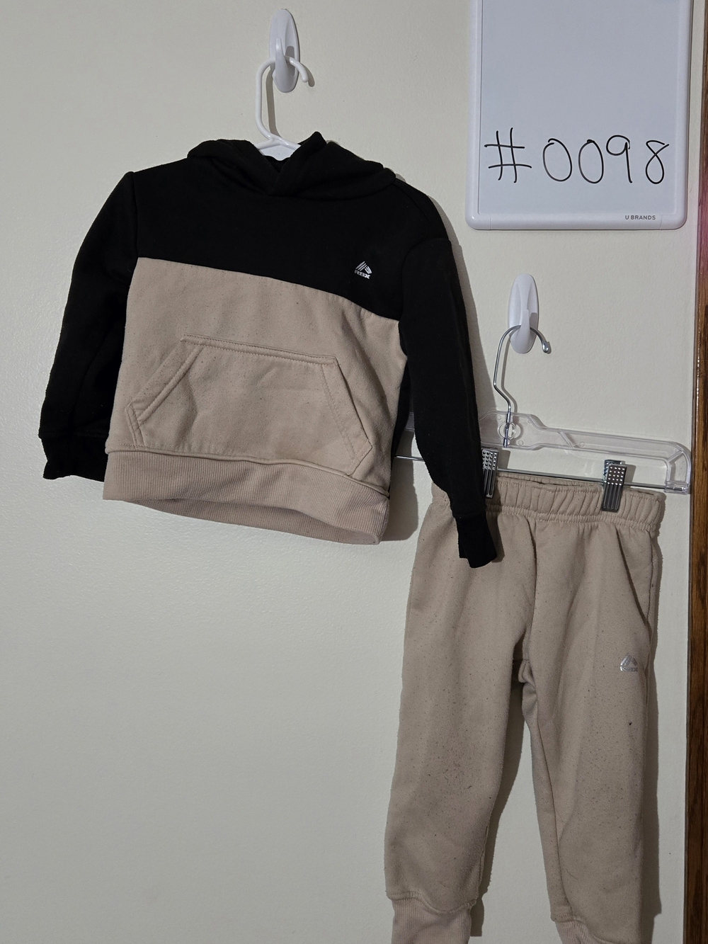 RBX 2T Kids Black and Tan Colorblock Hoodie & Joggers #0098